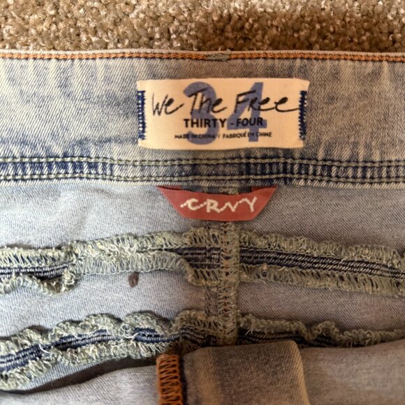 We The Free Crvy Flared Leg Jeans Womens 34 Light Blue Cotton Stretch Frayed Hem - Picture 4 of 16